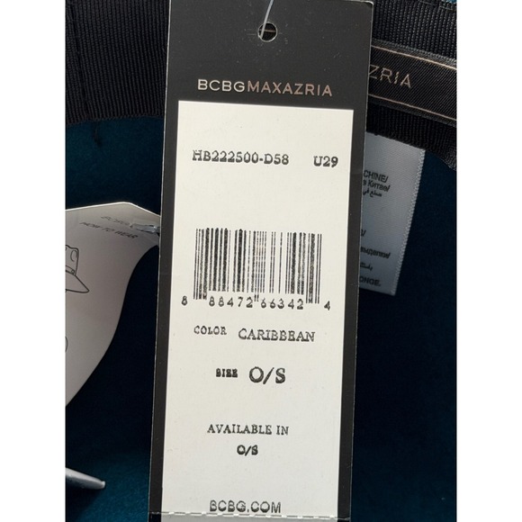 BCBGMAXAZRIA Caribbean Teal 100% Wool Wide Brim Fedora Hat NWT - Picture 5 of 5